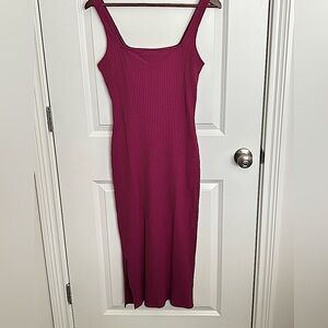 wild fable | Square Neck Ribbed Bodycon Midi Dress Pink